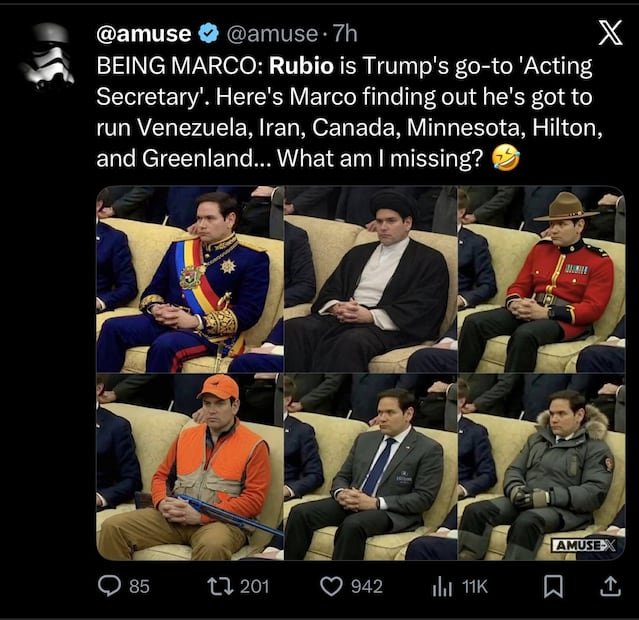 Memes de Marco Rubio que se han hecho populares en X. FOTO: ESPECIAL