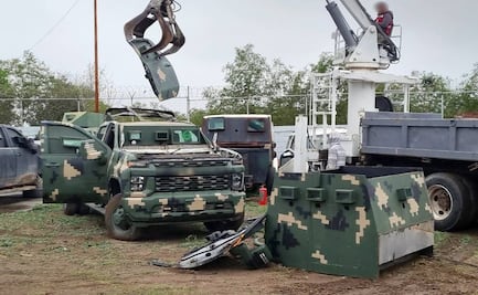 FGR destruye 11 vehículos "monstruo" con blindaje artesanal en Tamaulipas