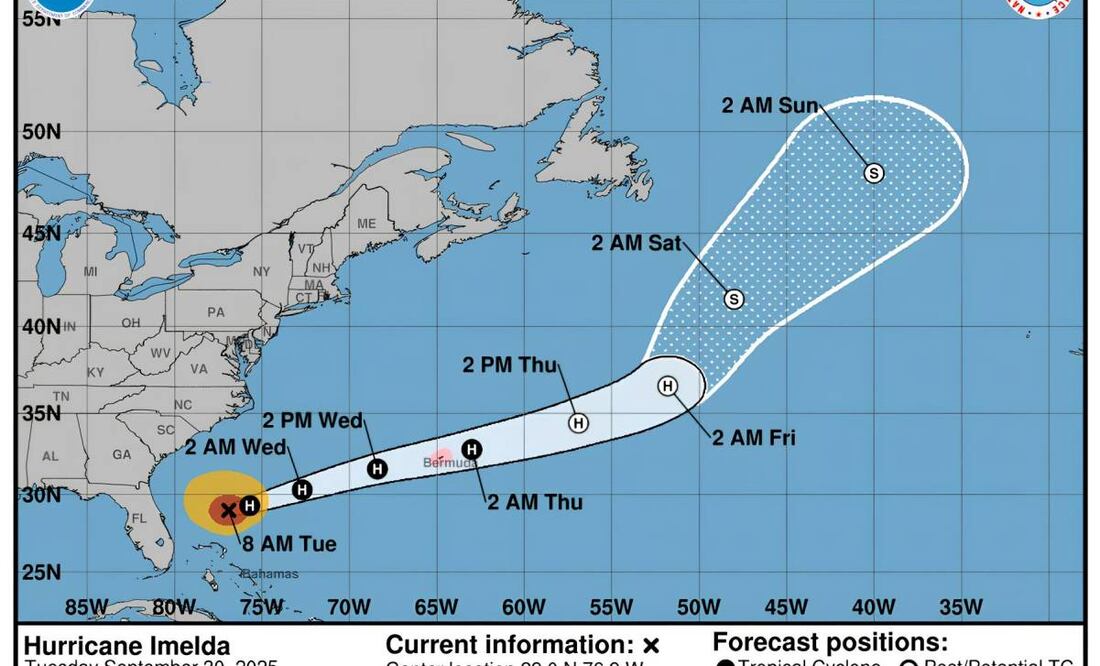 Imelda se convierte en huracán. (30/09/25) Foto: EFE