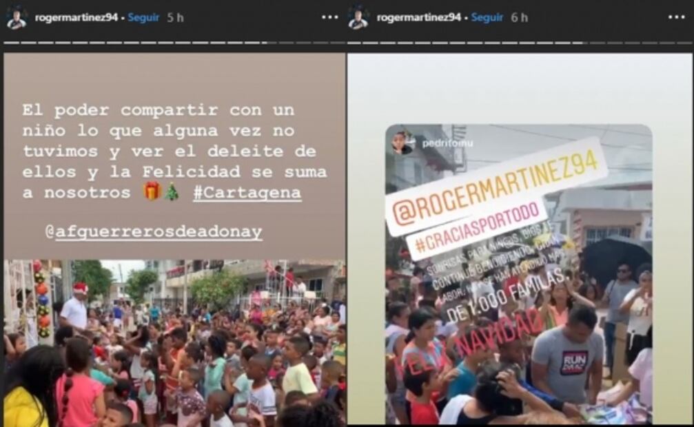 Roger Martínez regala juguetes a niños en Colombia