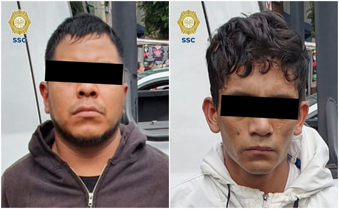 Elementos de la SSC de la CDMX detuvieron a dos sujetos que ingresaron a casa de empeño ubicada en el centro, amagaron a trabajadores y causaron destrozos. Foto: Especial