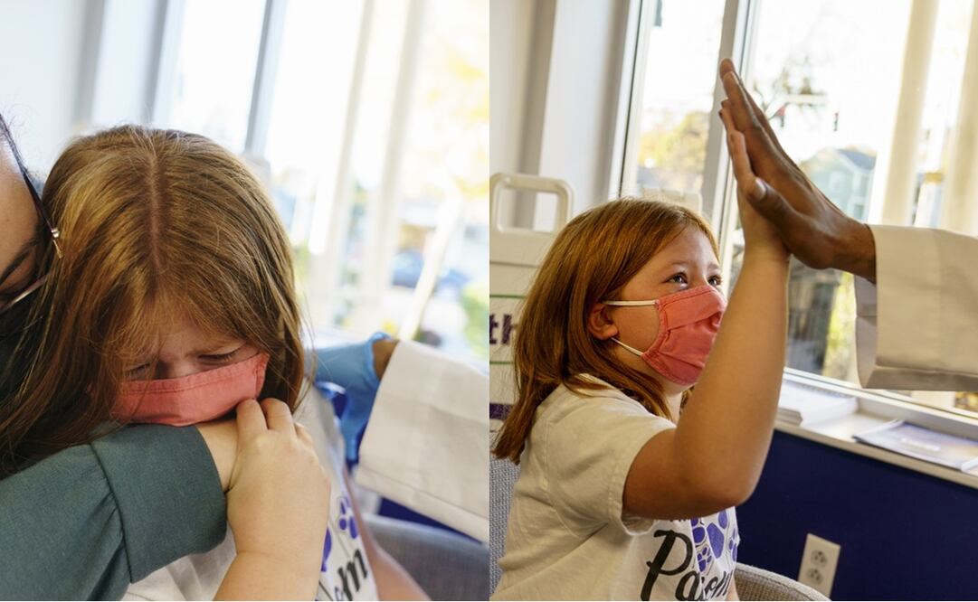 Hanna Beltram, de seis años, recibe inmunización contra el Covid-19. Foto: AP / David Goldman, archivo