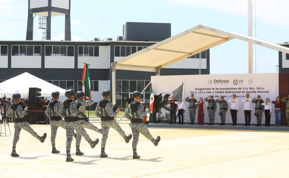 Américo Villlarreal inaugura instalaciones del 12 batallón de la Guardia Nacional en Tamaulipas (22/08/2025). Foto: Especial