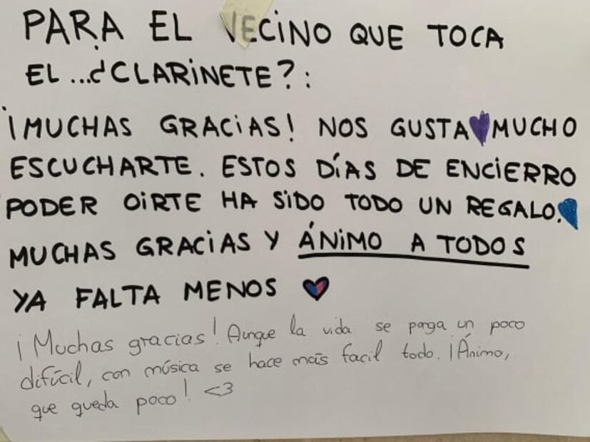Con tierna carta, vecina de afamado violinista le agradece su música durante el confinamiento