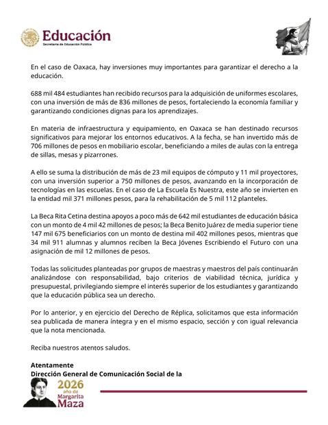 Postura de la SEP