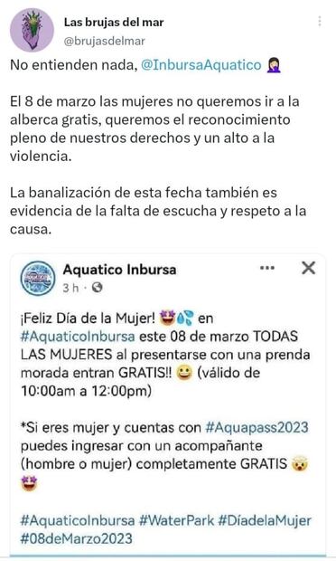 Parque acuático ofrece entradas gratis a mujeres por el 8M; feministas critican publicidad