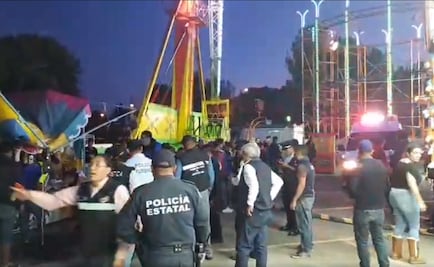 Cae de juego mecánico en feria de Tlaxcala; lona lo salva
