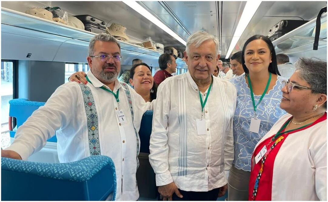 AMLO en la inauguración del Tren Maya. Foto: @jorgenunol