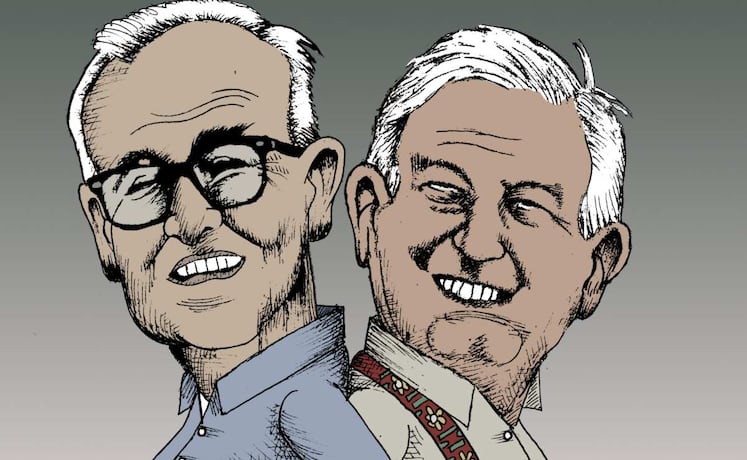 Hermanos cuidándose la espalda. Cartón de KEMCHS