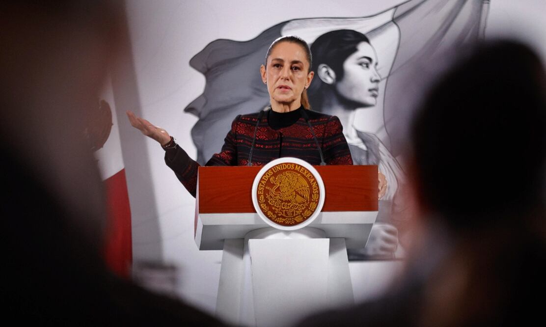 La presidenta Claudia Sheinbaum Pardo durante la mañanera del 9 de octubre de 2025. Foto: Diego Simón Sánchez/EL UNIVERSAL