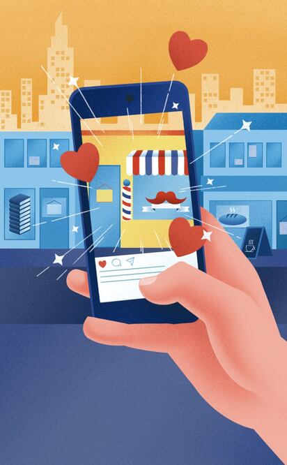 El que Instagram sea una plataforma móvil ayuda a las empresas a llevar su vitrina virtual a los consumidores en cualquier momento y a cualquier parte del mundo. | Ilustraciones: Iván Vargas EL UNIVERSAL