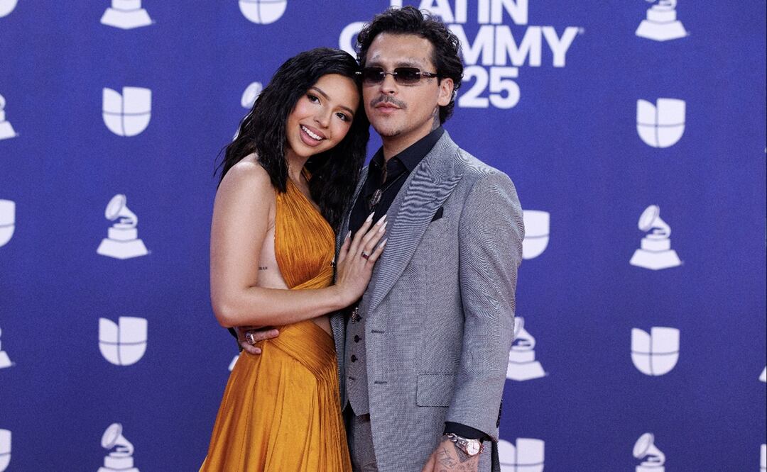 Ángela Aguilar y Christian Nodal en los Latin Grammy 2025.
FOTO: EFE/EPA/CRISTOBAL HERRERA-ULASHKEVICH.
