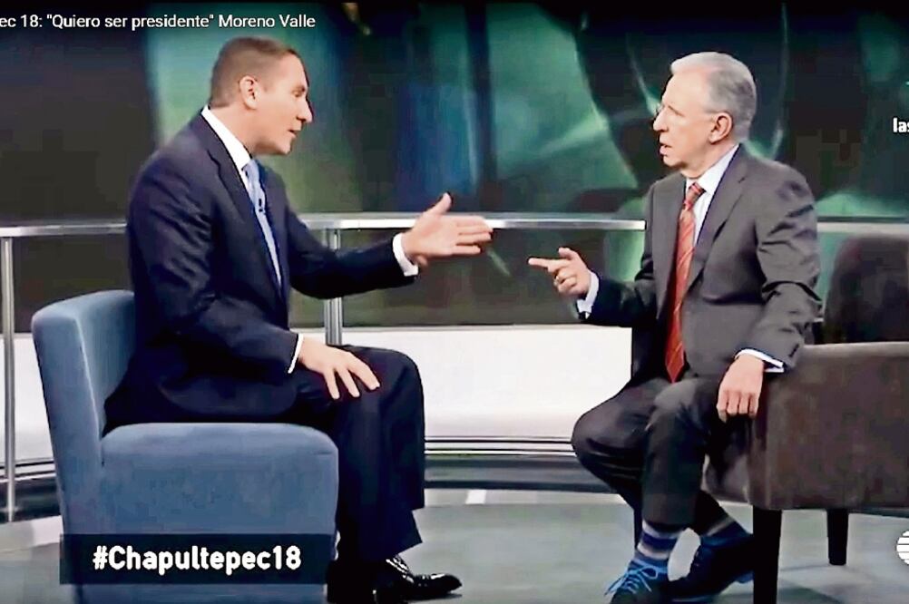 El 22 de noviembre, el periodista Joaquín López-Dóriga entrevistó en su programa Chapultepec 18, transmitido por Televisa, al gobernador Rafael Moreno Valle, reiteró que contendería a la Presidencia (Foto: Tomada de Noticieros Televisa)