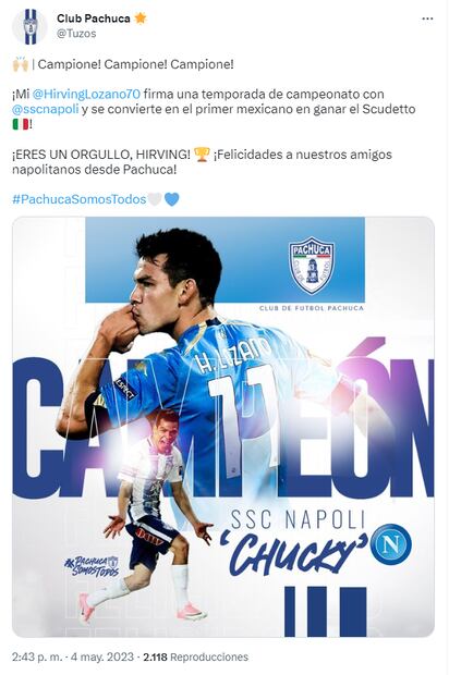 Tuit del Club Pachuca