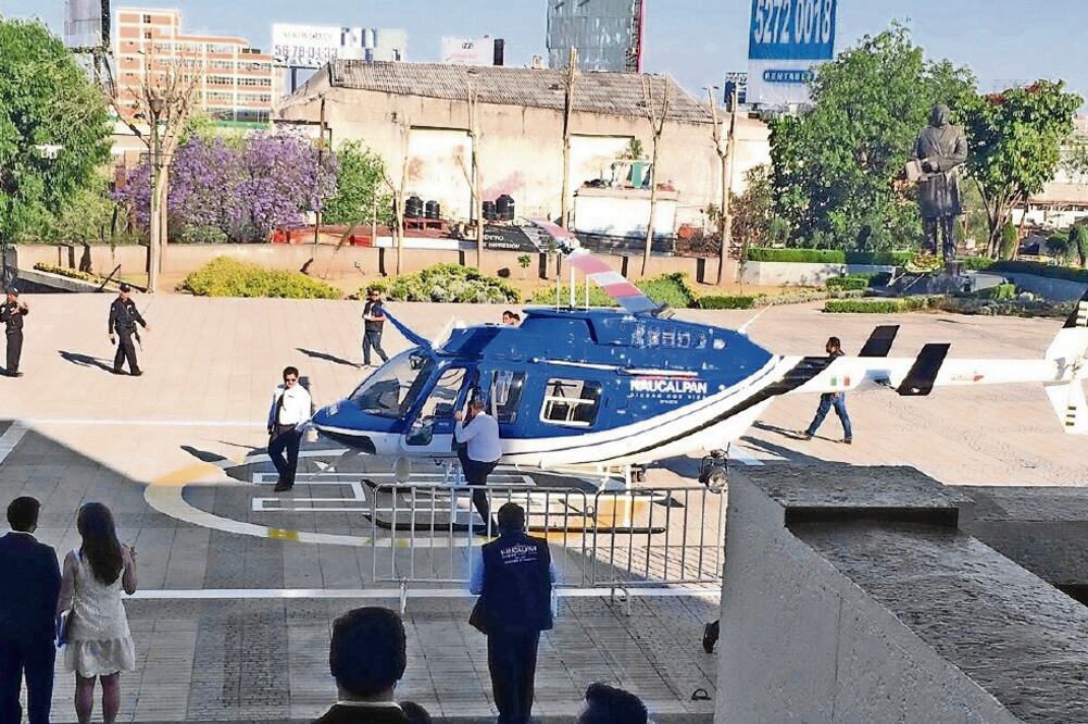 Naucalpan adquirió en marzo de 2017 un helicóptero en 24 millones de pesos. Está equipado con luces de rastreo nocturno y cámara de seguridad. Foto: REBECA JIMÉNEZ. EL UNIVERSAL