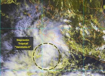 Depresión tropical 22-E provocará fuertes lluvias en Michoacán y Guerrero
