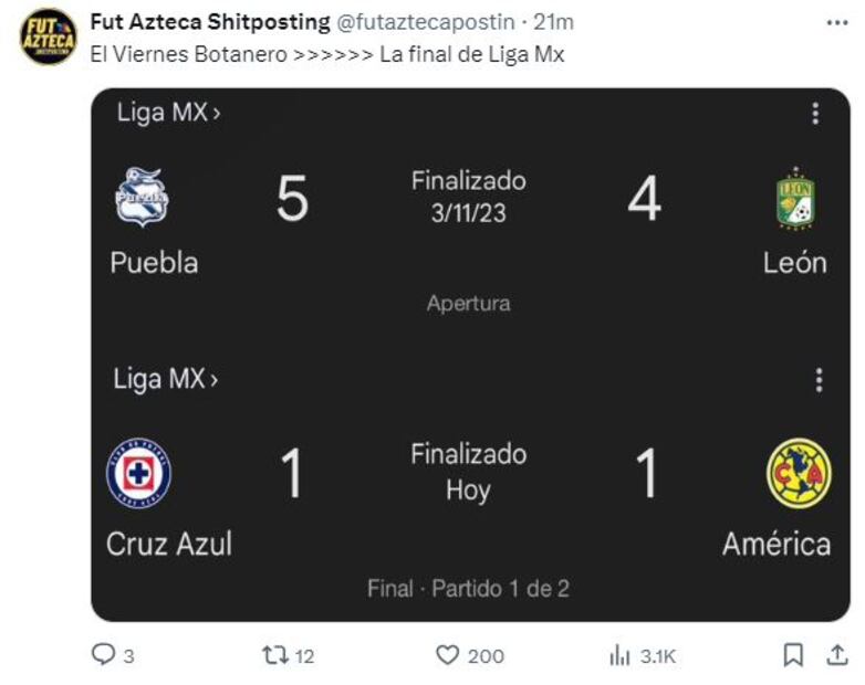 La respuesta en redes sociales, tras la FInal de Ida entre América y Cruz Azul - Foto: Especial