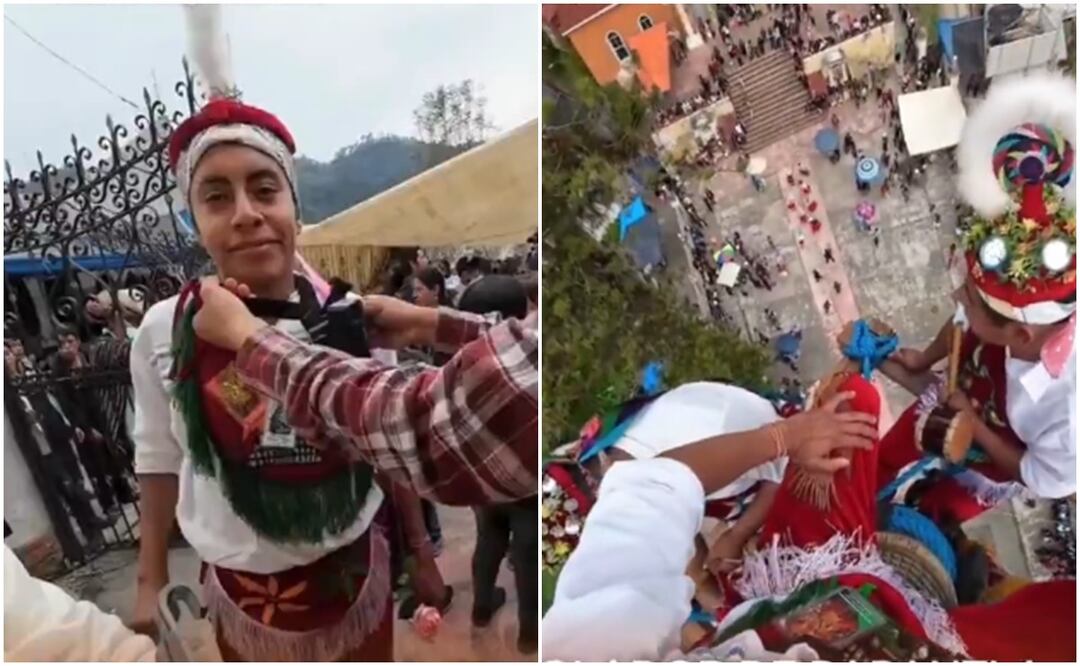La riesgosa tradición y la valentía de los Voladores de Papantla quedó documentada en la plataforma. Fotos: @abrahamkhu