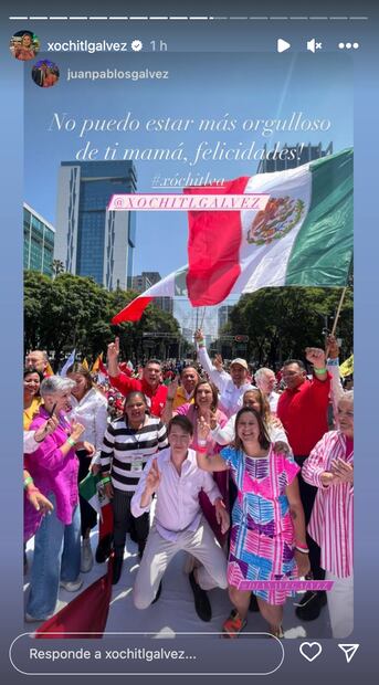 Juan Pablo, el hijo de Xóchitl Gálvez se dijo orgulloso de su madre, en una publicación que compartió en su cuenta de Instagram. / Foto: instagram
