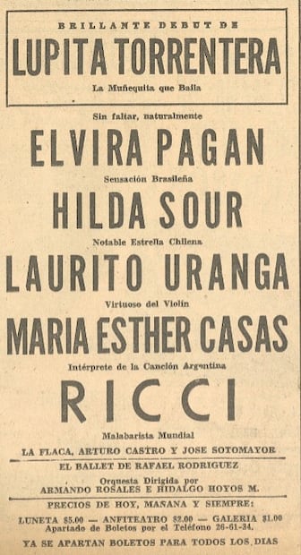 Evento de Pedro Infante anunciado en EL UNIVERSAL. Se realizó en el Teatro Follies Bergere en febrero de 1947.