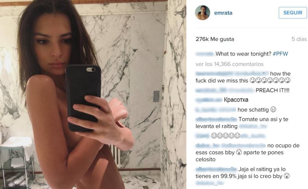 Emily Ratajkowski comparte sensual imagen al desnudo