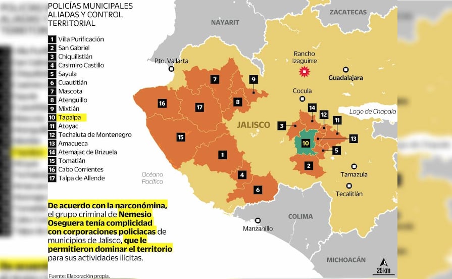 “El Mencho” contaba con un corredor de protección policial; este es el mapa