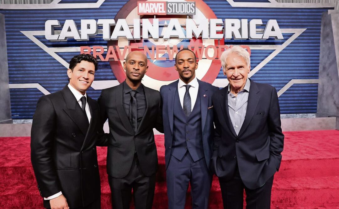Danny Ramirez, Julius Onah, Anthony Mackie y Harrison Ford en el estreno mundial en el Teatro Chino TCL en Hollywood, California. (12/02/2025) Foto: Jesse Grant | Getty Images | Disney Studios