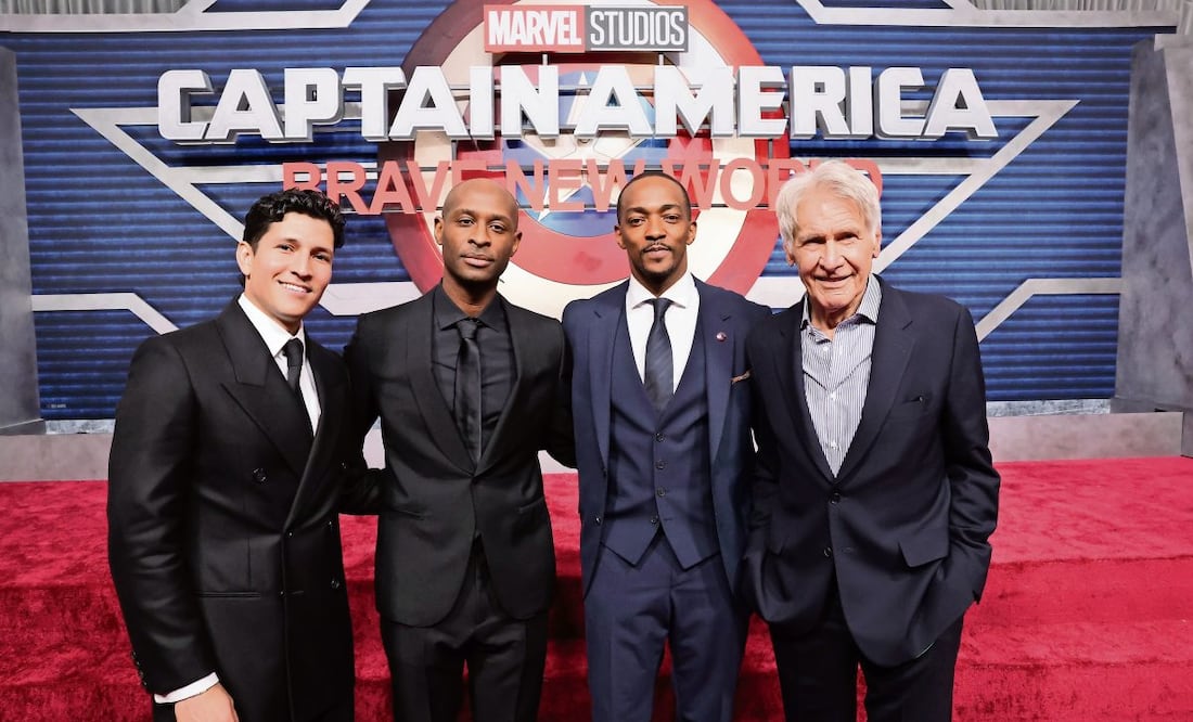Danny Ramirez, Julius Onah, Anthony Mackie y Harrison Ford en el estreno mundial en el Teatro Chino TCL en Hollywood, California. (12/02/2025) Foto: Jesse Grant | Getty Images | Disney Studios