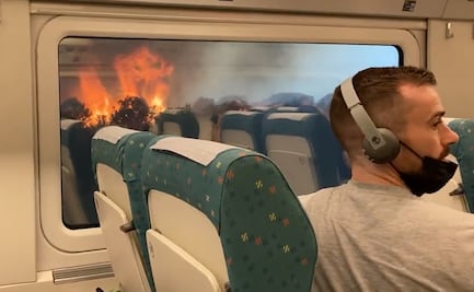 VIDEO. Pasajeros de tren en España viven momentos de pánico; se detiene en medio de incendios