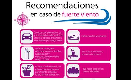 Emiten recomendaciones para protegerse del viento