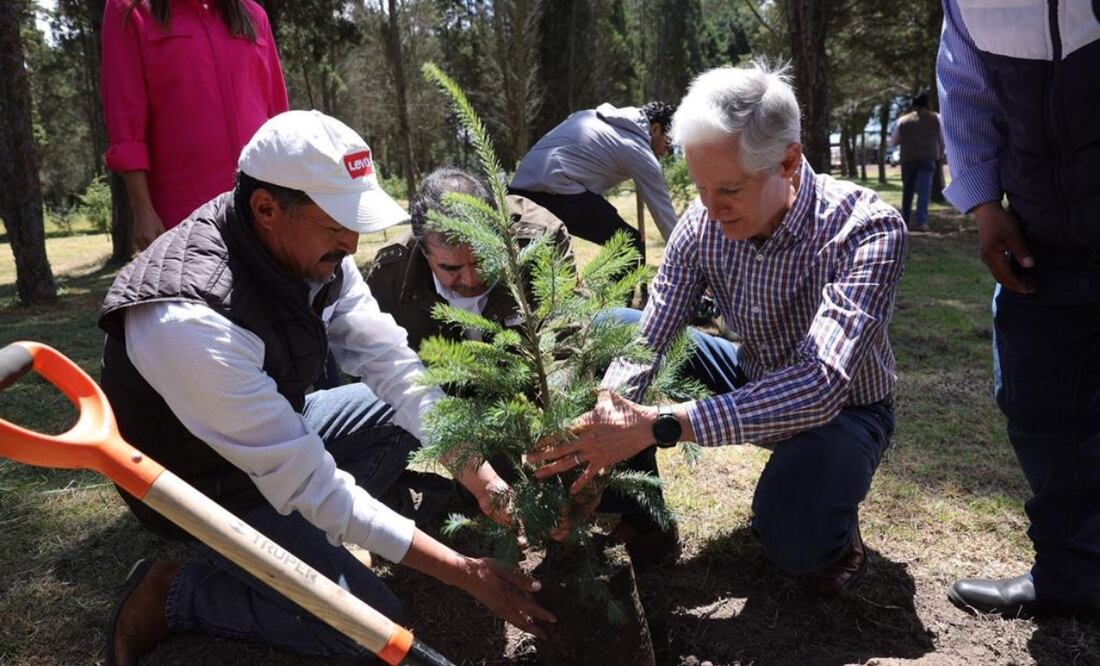 Al encabezar la presentación del Inventario Estatal Forestal y de Suelos del Estado de México 2022, el mandatario mexiquense recalcó que la entidad es la única en el país que aumenta su superficie forestal cada año. Foto: Especial