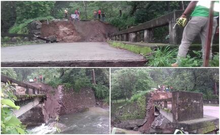 Lluvias intensas provocan derrumbe de puente en Chiapas
