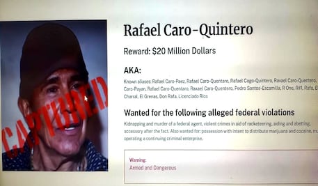 Mantiene DEA a Caro Quintero en su lista de los más buscados