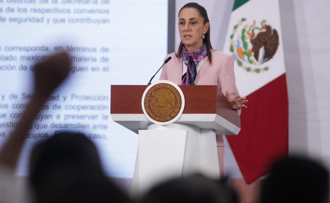 Presidenta Claudia Sheinbaum durante su conferencia de prensa desde Palacio Nacional (23/04/2026). Foto: Carlos Mejía / EL UNIVERSAL