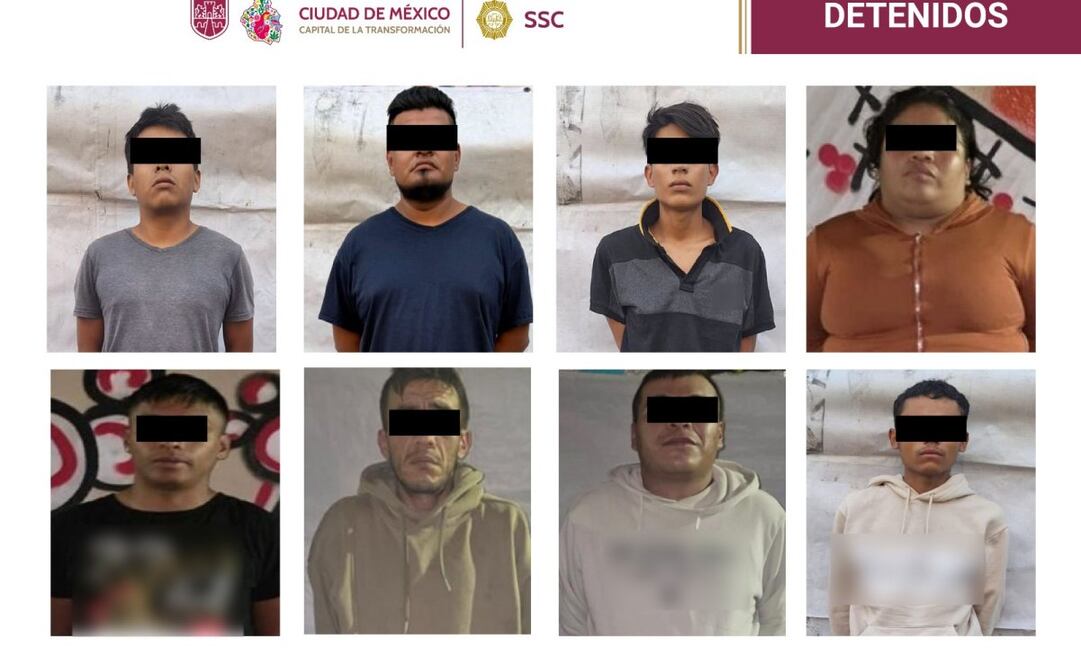 Detienen en Iztapalapa a 8 integrantes de Los Richies, les aseguraron más de 400 dosis de droga
Foto: Especial.