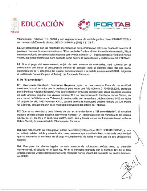Humberto Bermúdez Requena recibió los 4.1 millones de pesos del Ifortab, dependencia encargada de ofrecer capacitación laboral a personas en situación de vulnerabilidad, por arrendarle oficinas.