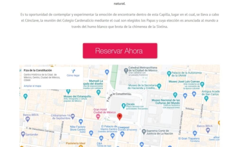 No hagas filas, agenda tu cita para visitar la Capilla Sixtina en el Zócalo
