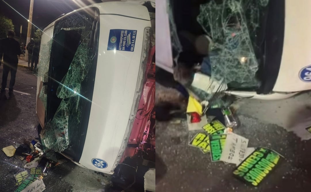 Camioneta se vuelca en autopista México-Pachuca, Fotos: especiales