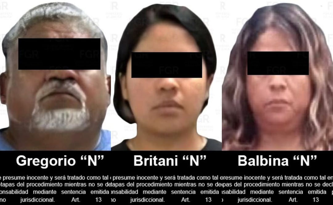 Gregorio Moreno Reta, Britani Yuliana Moreno Azua y Balbina Azua Rodríguez "Balbi". Fotos: Fiscalía General de la República (FGR)