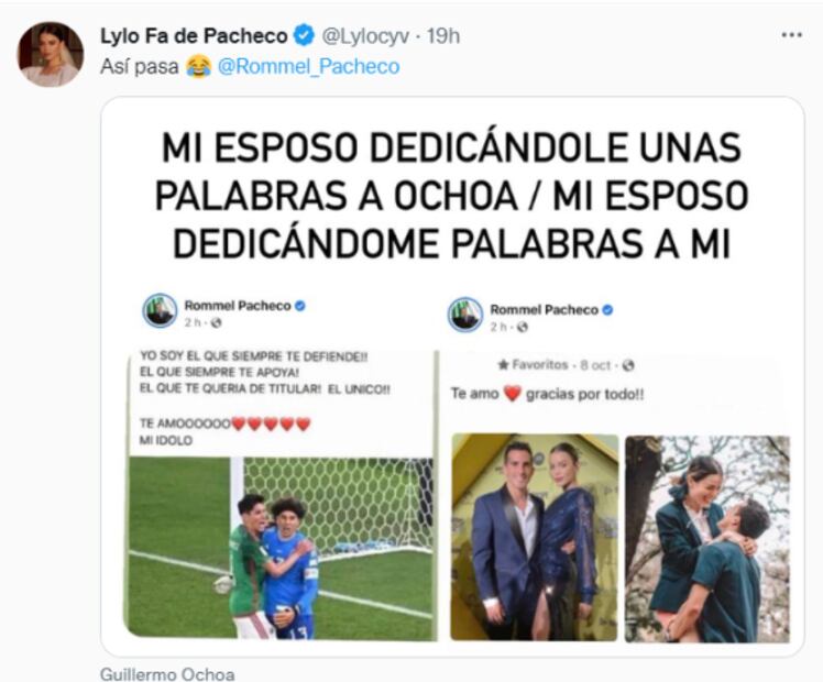 Rommel Pacheco muestra su amor a Memo Ochoa y su esposa manifestó sus celos