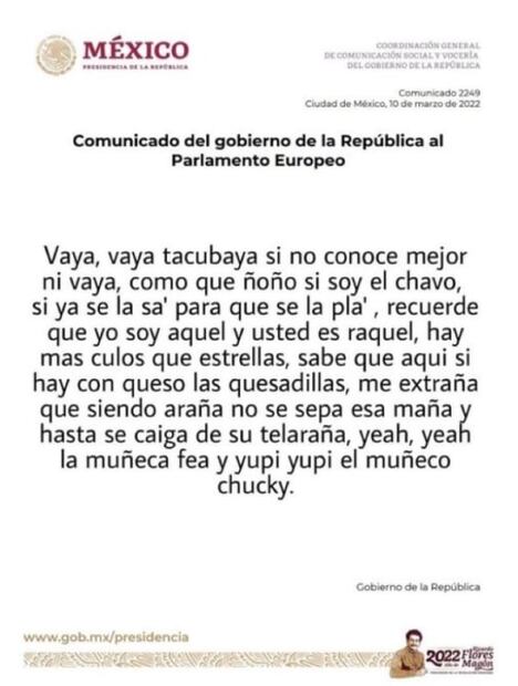 Los memes del comunicado de AMLO al Parlamento Europeo