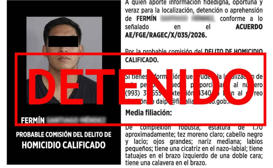 Recapturan a prófugo de un penal en Tabasco; Fiscalía ofrecía recompensa de 500 mil pesos.
Foto: Especial.