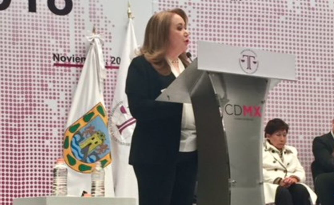 Yasmín Esquivel Mossa, presidenta del Tribunal de Justicia Administrativa de la Ciudad de México al rendir su “Informe de Actividades 2018” (Tomada de Twitter @TJA_CDMX)