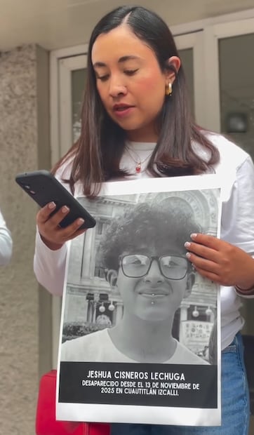 Karla Lechuga, madre de Jeshua Cisneros Lechuga, un joven desaparecido desde el 13 de noviembre de 2025 (14/08/2026). Foto: Especial