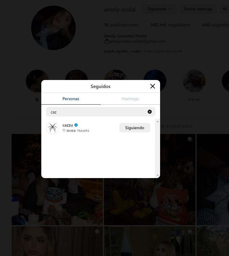 Instagram de Amely Nodla. Captura.