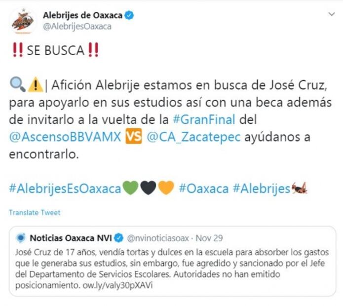 Alebrijes becará a joven que vende tortas para pagar sus estudios