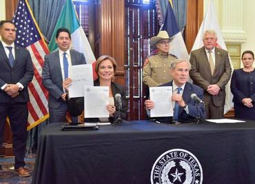 Firman Maru Campos y Greg Abbott acuerdo para agilizar el cruce vehicular en la frontera