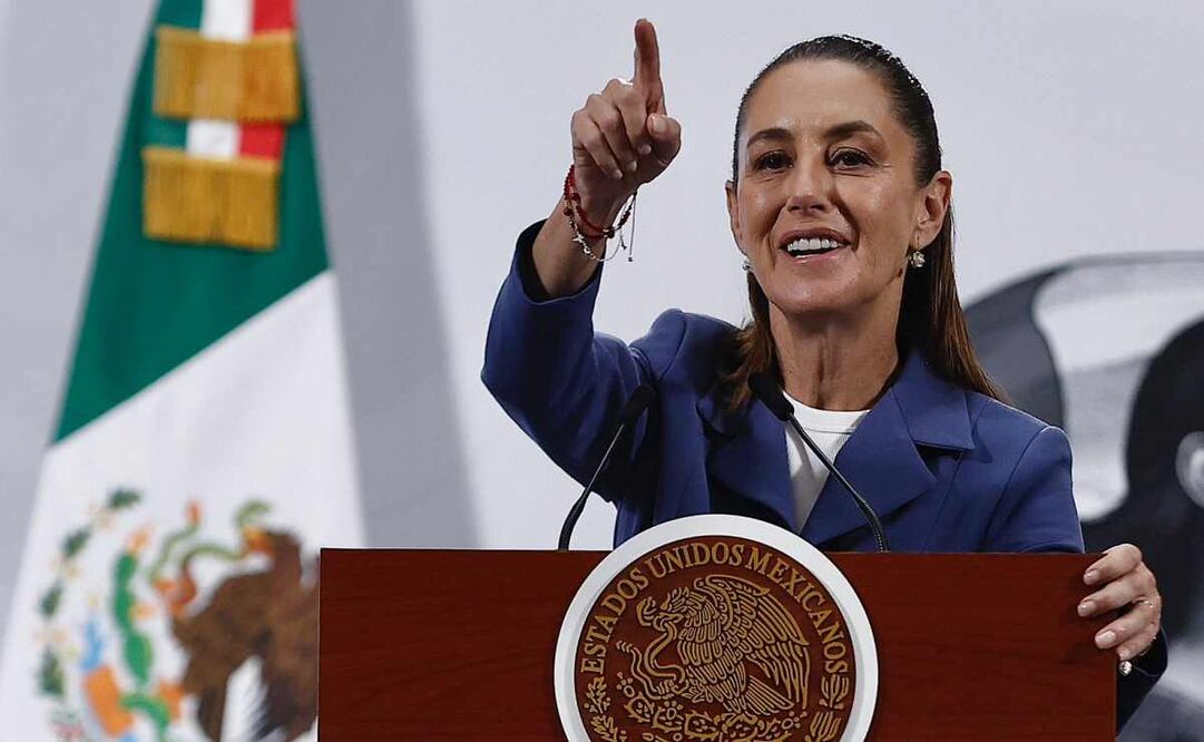 Claudia Sheinbaum, presidenta de México, durante la mañanera del 6 de octubre del 2025. Foto: Berenice Fregoso / EL UNIVERSAL