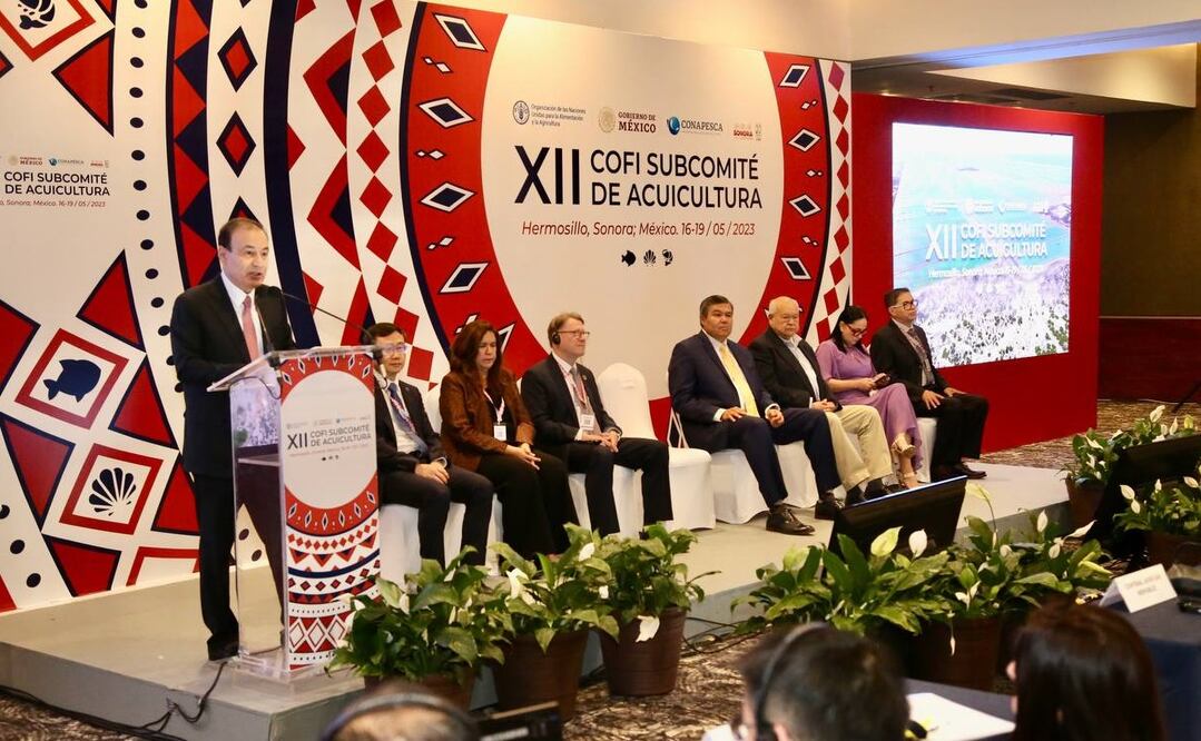 Durante la inauguración del evento, el gobernador Alfonso Durazo destacó que la acuicultura es una actividad prioritaria en Sonora. Foto: Especial