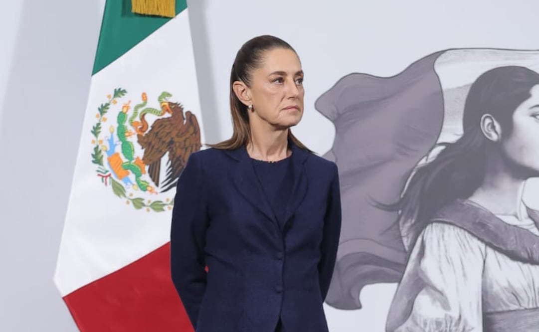 Conferencia mañanera de la presidenta Claudia Sheinbaum en el Palacio Nacional, la acompaña personal de la Comisión Nacional del Agua. Foto: Gabriel Pano / EL UNIVERSAL